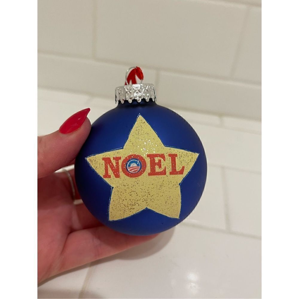 2008 Obama Campaign Christmas Ornament Noel Glass Holiday Political Memorbilia
